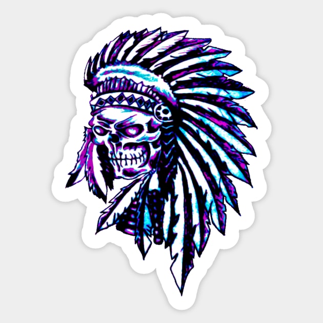 Native American Indian Skull Headdress Sticker by Atomus